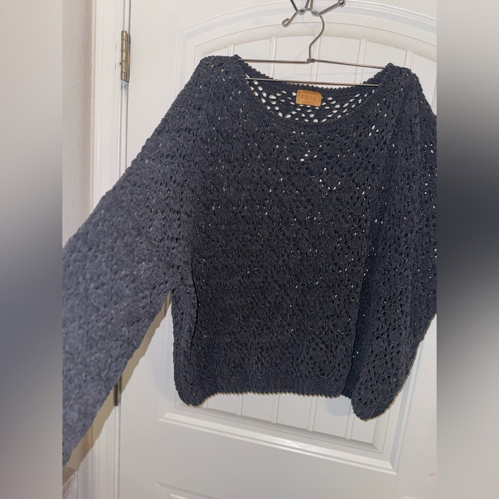 POL CROCHET SWEATERS size medium in color gray. (size small in color: tan sold)